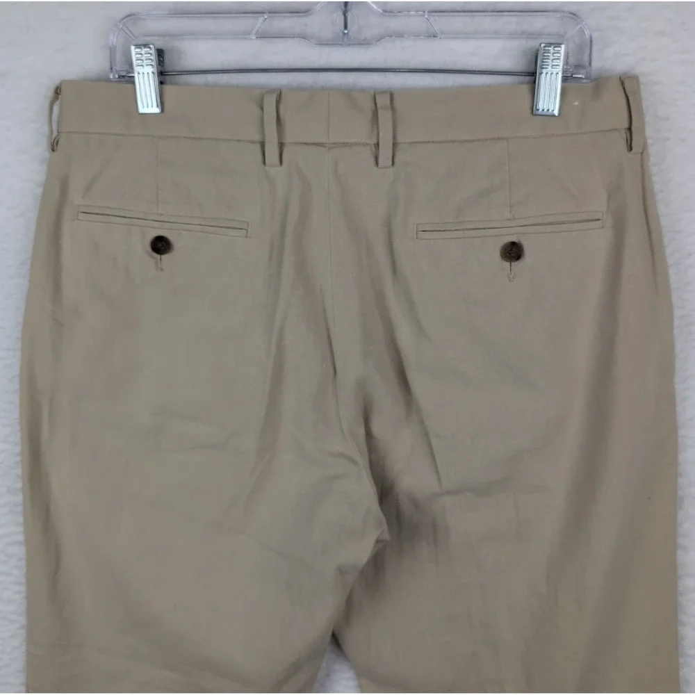 J‎ Crew Linen Blend Chino Pants Men's 33x30 Khaki Flat Front Straight Leg